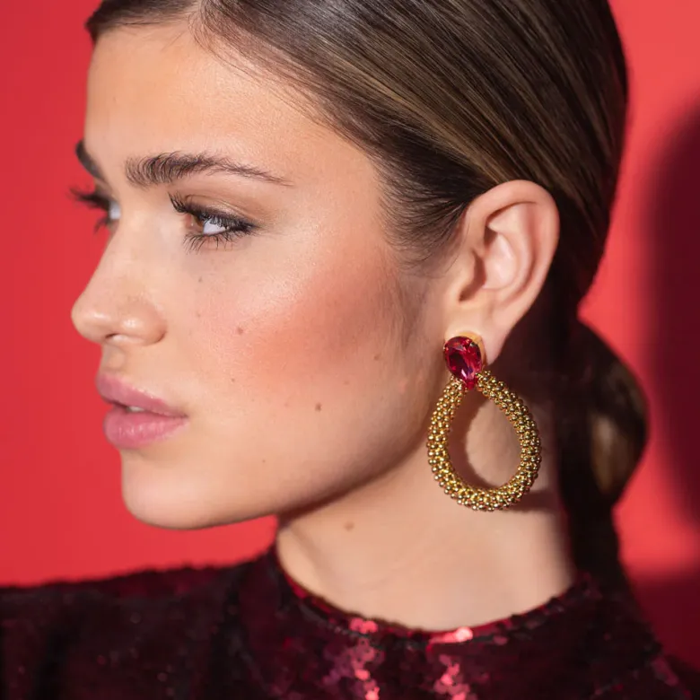Caroline Svedbom Classic Rope Örhängen/ Mulberry Red (Guld)