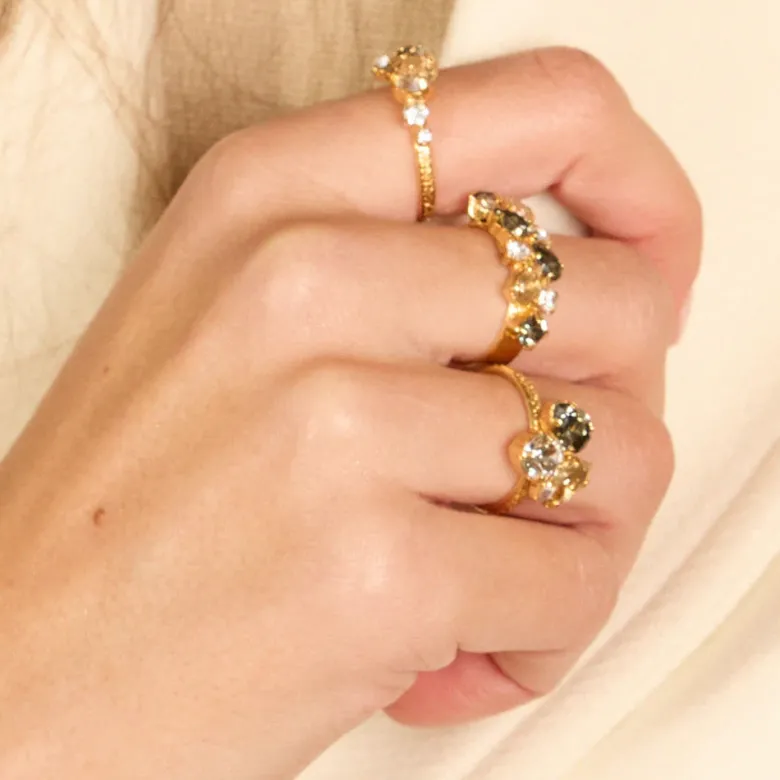 Caroline Svedbom Gabriella Ring, Black Golden Combo – Guld