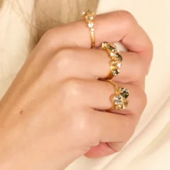Caroline Svedbom Gabriella Ring, Black Golden Combo – Rhodium
