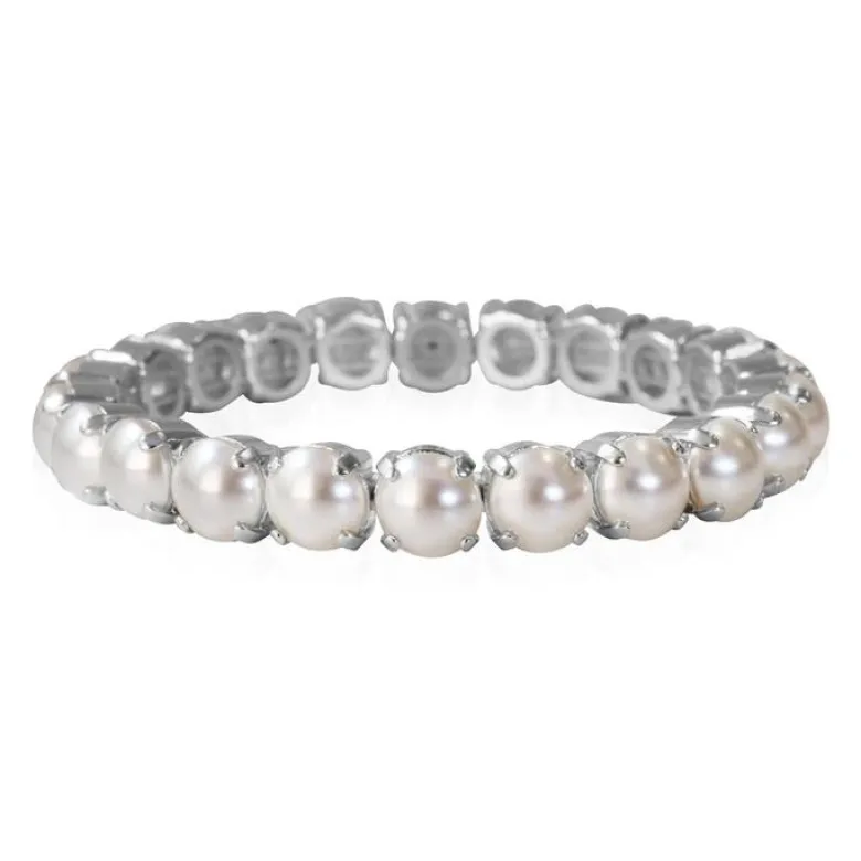 Caroline Svedbom Gia Stretch Armband Rhodium / Pearl