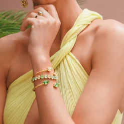 Caroline Svedbom Gia Stud Armband/ Lime Combo (Guld)