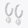 Caroline Svedbom Kaia Pearl Örhängen/ Pearl + Crystal (Rhodium)