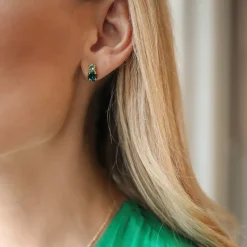 Caroline Svedbom Leah Örhängen / Green Combo (Rhodium)