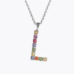 Caroline Svedbom Letter Halsband L / Rainbow Combo (Rhodium)
