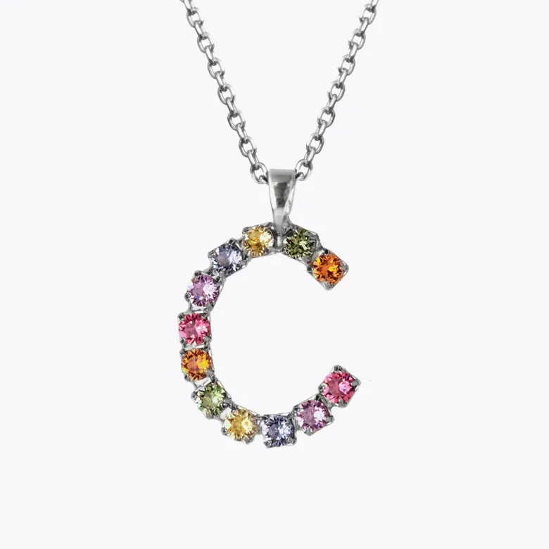 Caroline Svedbom Letter Halsband C / Rainbow Combo (Rhodium)