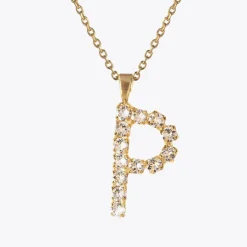Caroline Svedbom Letter P Halsband / Crystal (Guld)