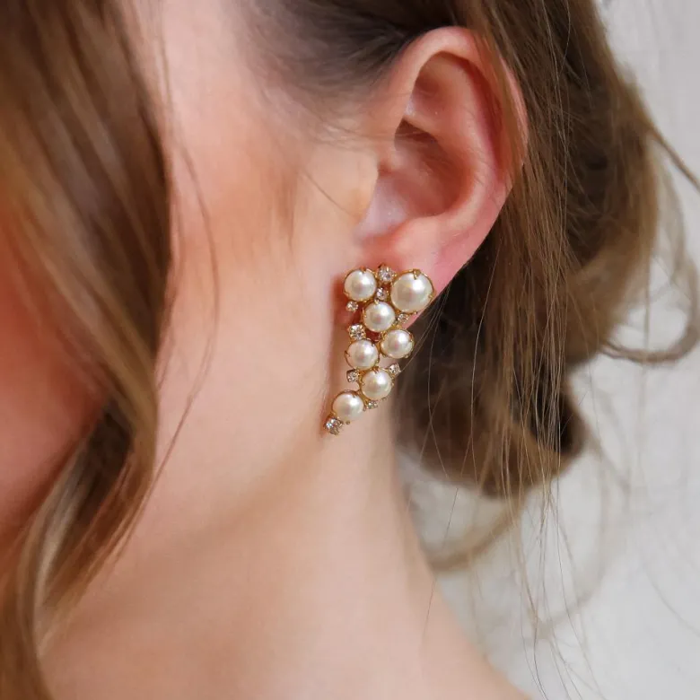 Caroline Svedbom Little Miss Pearl Örhängen / Pearl + Crystal (Rhodium)