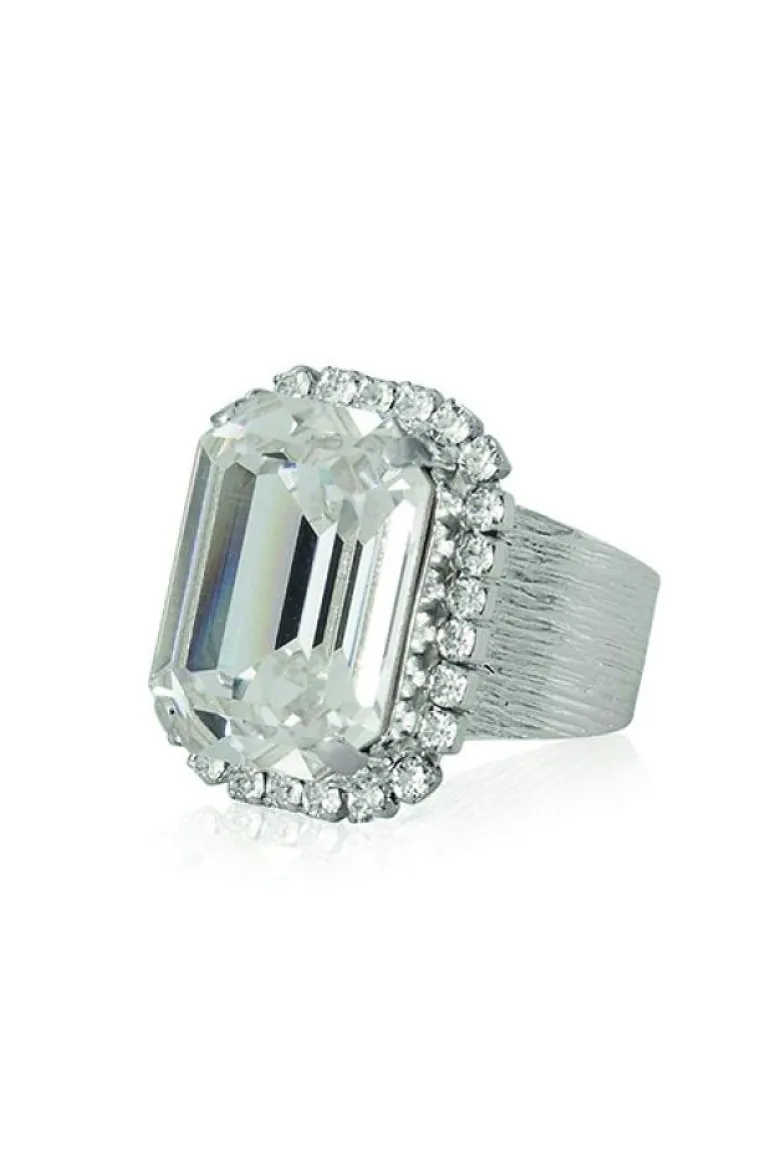 Caroline Svedbom Lydia Cocktail Ring Crystal – Rhodium