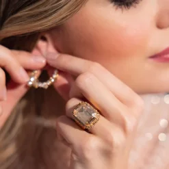 Caroline Svedbom Lydia Cocktail Ring / Golden Shadow (Rhodium)