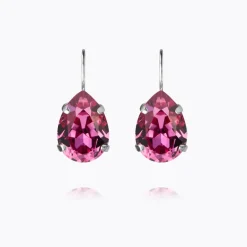 Caroline Svedbom Mini Drop Clasp Örhängen, Dark Rose – Rhodium