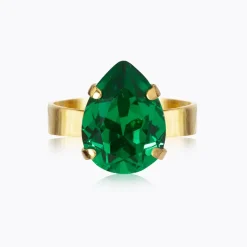 Caroline Svedbom Mini Drop Ring / Majestic Green (Guld)