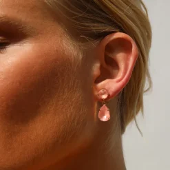 Caroline Svedbom Mini Drop Örhängen/ Flamingo Ignite (Rhodium)