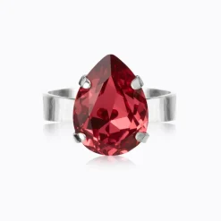 Caroline Svedbom Mini Drop Ring / Mulberry Red (Rhodium)
