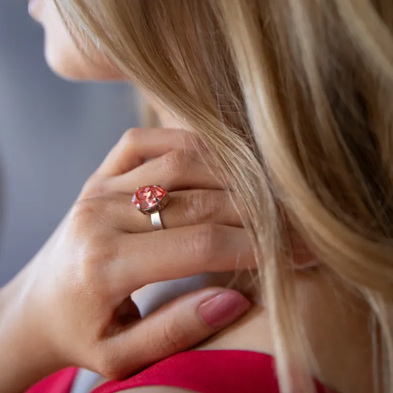 Caroline Svedbom Mini Drop Ring / Rose Peach (Rhodium)