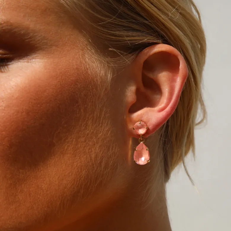 Caroline Svedbom Mini Drop Örhängen/ Flamingo Ignite (Guld)
