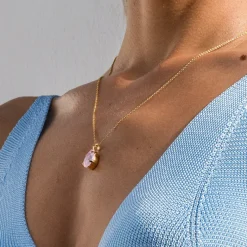 Caroline Svedbom Mini Drop Halsband / Soft Pink (Guld)
