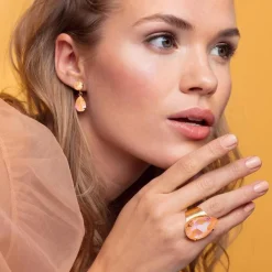 Caroline Svedbom Mini Drop Örhängen / Peach Delite Rhodium