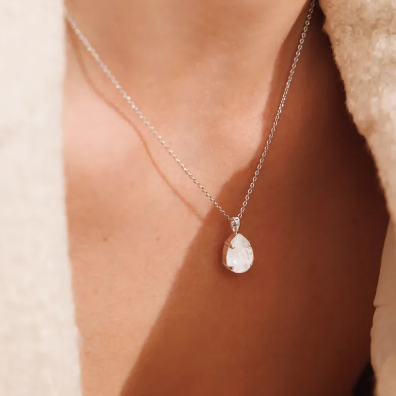 Caroline Svedbom Mini Drop Halsband / Electric White (Rhodium)