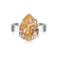 Caroline Svedbom Mini Drop Ring Rhodium / Light Peach