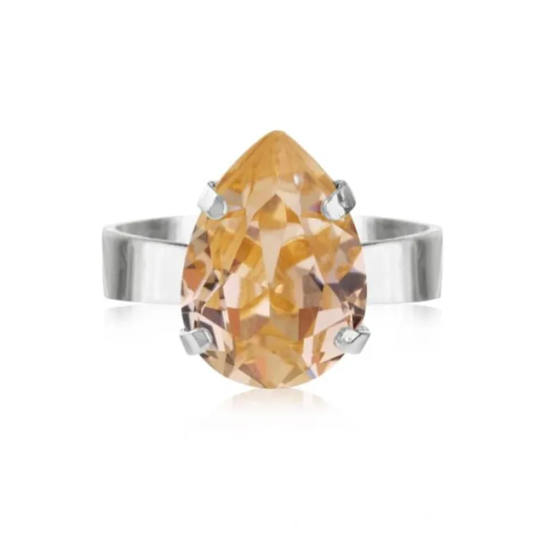 Caroline Svedbom Mini Drop Ring Rhodium / Light Peach