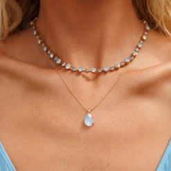 Caroline Svedbom Mini Drop Halsband / Sky Ignite (Guld)