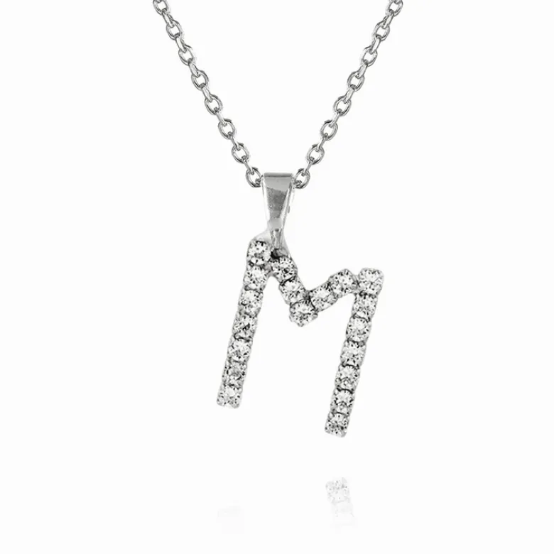 Caroline Svedbom Mini Letter M Halsband (Rhodium)