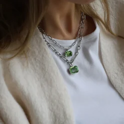 Caroline Svedbom Mini Lydia Halsband / Peridot (Rhodium)