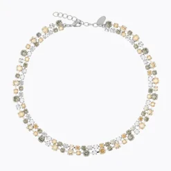 Caroline Svedbom Mini Pomona Halsband, Black Golden Combo – Rhodium