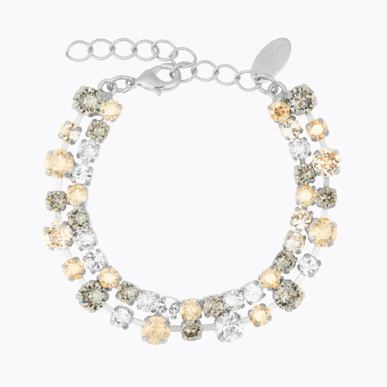 Caroline Svedbom Mini Pomona Armband, Black Golden Combo – Rhodium