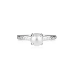Caroline Svedbom Natti Ring Rhodium Pearl