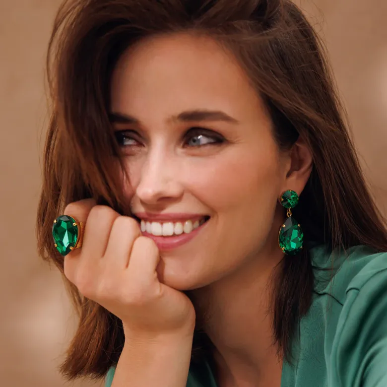 Caroline Svedbom Perfect Drop Ring / Majestic Green (Guld)