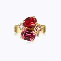 Caroline Svedbom Petite Carolina Ring / Scarlet Combo (Guld)