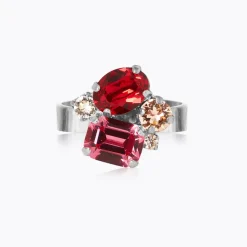 Caroline Svedbom Petite Carolina Ring / Scarlet Combo (Rhodium)