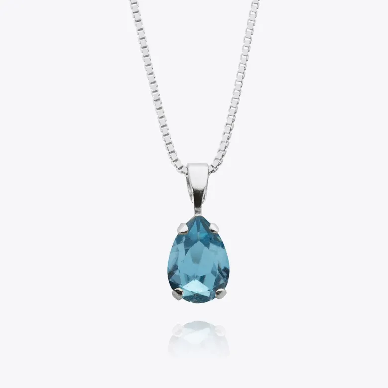 Caroline Svedbom Petite Drop Stud Halsband / Aquamarine (Rhodium)