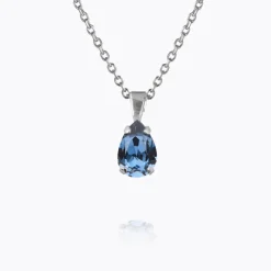 Caroline Svedbom Petite Drop Halsband, Denim Blue – Rhodium