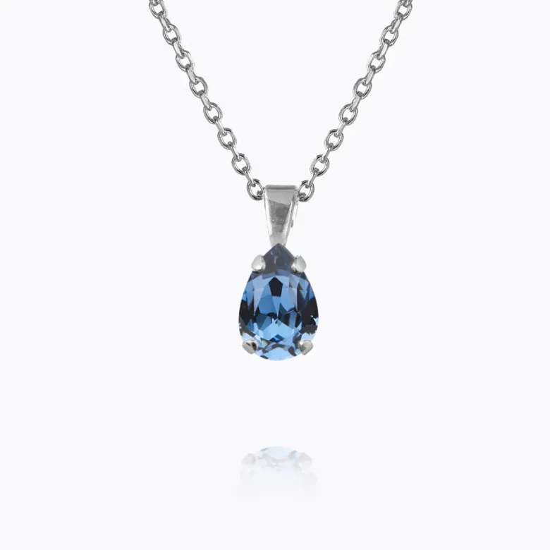 Caroline Svedbom Petite Drop Halsband, Denim Blue – Rhodium