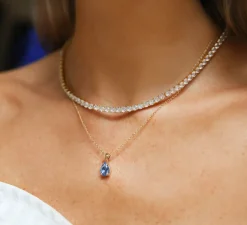 Caroline Svedbom Petite Drop Halsband/ Lapis (Rhodium)