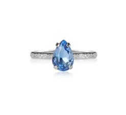 Caroline Svedbom Petite Drop Ring / Lapis (Rhodium)