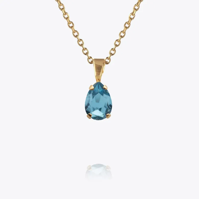 Caroline Svedbom Petite Drop Halsband / Aquamarine (Guld)