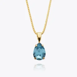 Caroline Svedbom Petite Drop Halsband / Aquamarine (Guld)