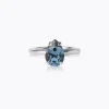 Caroline Svedbom Petite Drop Ring, Denim Blue – Rhodium