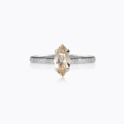 Caroline Svedbom Petite Navette Ring / Light Silk (Rhodium)