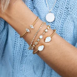 Caroline Svedbom Petite Navette Armband/ Crystal (Rhodium)