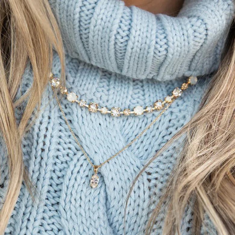 Caroline Svedbom Petite Navette Halsband / Crystal (Guld)