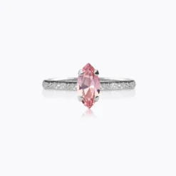 Caroline Svedbom Petite Navette Ring / Light Rose (Rhodium)
