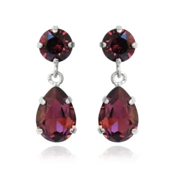 Caroline Svedbom Örhängen Mini Drop Burgundy (Rhodium)