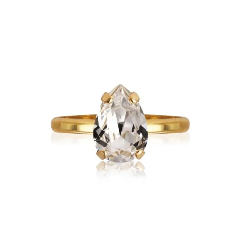 Caroline Svedbom Ring Petite Drop Crystal (Guld)