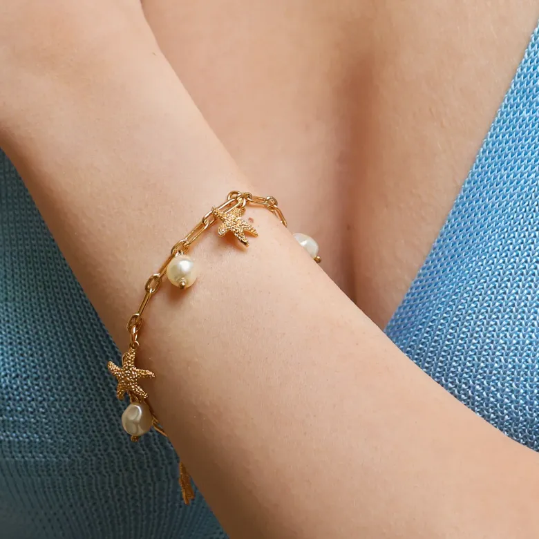 Caroline Svedbom Sea Star Kedja Armband / Pearl (Guld)