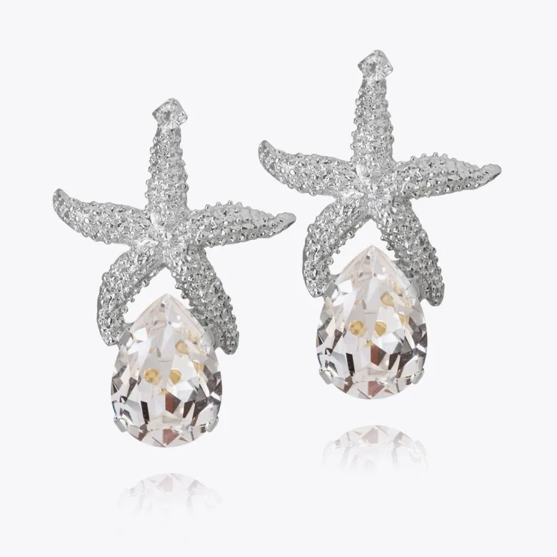 Caroline Svedbom Sea Star Drop Örhängen / Crystal (Rhodium)