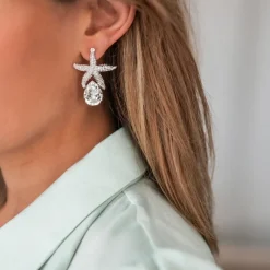 Caroline Svedbom Sea Star Drop Örhängen / Crystal (Rhodium)